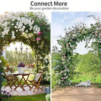 Garvee Hochzeitsbogen aus Metall 225 × 50 × 267 cm, robuster Gartenbogen mit dekorativen Seitenelementen, eleganter Stahlbogen für Hochzeit, Garten und Party, Schwarz