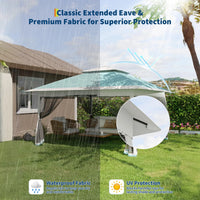 GARVEE 3x3 m Faltpavillon mit Moskitonetz, Wasserdichtes Gartenpavillon Pop-Up Zelt, UV-Schutz 50+, Höhenverstellbar, Für Garten, Terrasse, Camping und Outdoor-Events, Pastellblau
