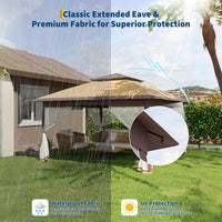 GARVEE 3x3 m Faltpavillon mit Moskitonetz, Wasserdichtes Gartenpavillon Pop-Up Zelt, UV-Schutz 50+, Höhenverstellbar, Für Garten, Terrasse, Camping und Outdoor-Events, Khaki