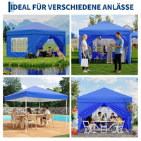 Garvee Faltpavillon 3×3 m, Wasserdicht, Mit 4 Seitenwänden, UV-Schutz 50+, Höhenverstellbar, Blau
