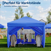 Garvee Faltpavillon 3×3 m, Wasserdicht, Mit 4 Seitenwänden, UV-Schutz 50+, Höhenverstellbar, Blau