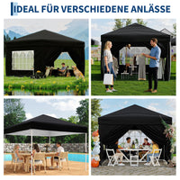 Garvee Faltpavillon 3×3 m, Wasserdicht, Mit 4 Seitenwänden, UV-Schutz 50+, Höhenverstellbar, Schwarz