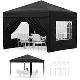 Garvee Faltpavillon 3×3 m, Wasserdicht, Mit 4 Seitenwänden, UV-Schutz 50+, Höhenverstellbar, Schwarz - Schwarz