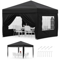 Garvee Faltpavillon 3×3 m, Wasserdicht, Mit 4 Seitenwänden, UV-Schutz 50+, Höhenverstellbar, Schwarz
