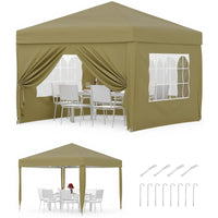 Garvee Faltpavillon 3×3 m, Wasserdicht, Mit 4 Seitenwänden, UV-Schutz 50+, Höhenverstellbar, Khaki