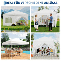 Garvee Faltpavillon 3×3 m, Wasserdicht, Mit 4 Seitenwänden, UV-Schutz 50+, Höhenverstellbar, Weiß