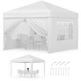Garvee Faltpavillon 3×3 m, Wasserdicht, Mit 4 Seitenwänden, UV-Schutz 50+, Höhenverstellbar, Weiß - Weiß