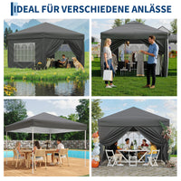 Garvee Faltpavillon 3×3 m, Wasserdicht, Mit 4 Seitenwänden, UV-Schutz 50+, Höhenverstellbar, Grau