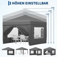 Garvee Faltpavillon 3×3 m, Wasserdicht, Mit 4 Seitenwänden, UV-Schutz 50+, Höhenverstellbar, Grau