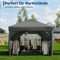 Garvee Faltpavillon 3×3 m, Wasserdicht, Mit 4 Seitenwänden, UV-Schutz 50+, Höhenverstellbar, Grau