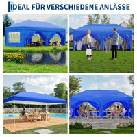 Garvee 3 × 6 m Faltpavillon mit 6 Seitenwänden, wasserdichter Partyzelt-Pavillon, stabiler Gartenpavillon für Terrasse, Garten, Camping & Veranstaltungen, Blau