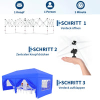 Garvee 3 × 6 m Faltpavillon mit 6 Seitenwänden, wasserdichter Partyzelt-Pavillon, stabiler Gartenpavillon für Terrasse, Garten, Camping & Veranstaltungen, Blau