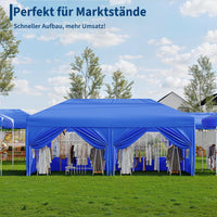 Garvee 3 × 6 m Faltpavillon mit 6 Seitenwänden, wasserdichter Partyzelt-Pavillon, stabiler Gartenpavillon für Terrasse, Garten, Camping & Veranstaltungen, Blau