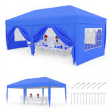 Garvee 3 × 6 m Faltpavillon mit 6 Seitenwänden, wasserdichter Partyzelt-Pavillon, stabiler Gartenpavillon für Terrasse, Garten, Camping & Veranstaltungen, Blau - Blau