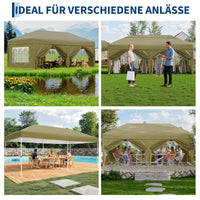 Garvee 3 × 6 m Faltpavillon mit 6 Seitenwänden, wasserdichter Partyzelt-Pavillon, stabiler Gartenpavillon für Terrasse, Garten, Camping & Veranstaltungen, Khaki