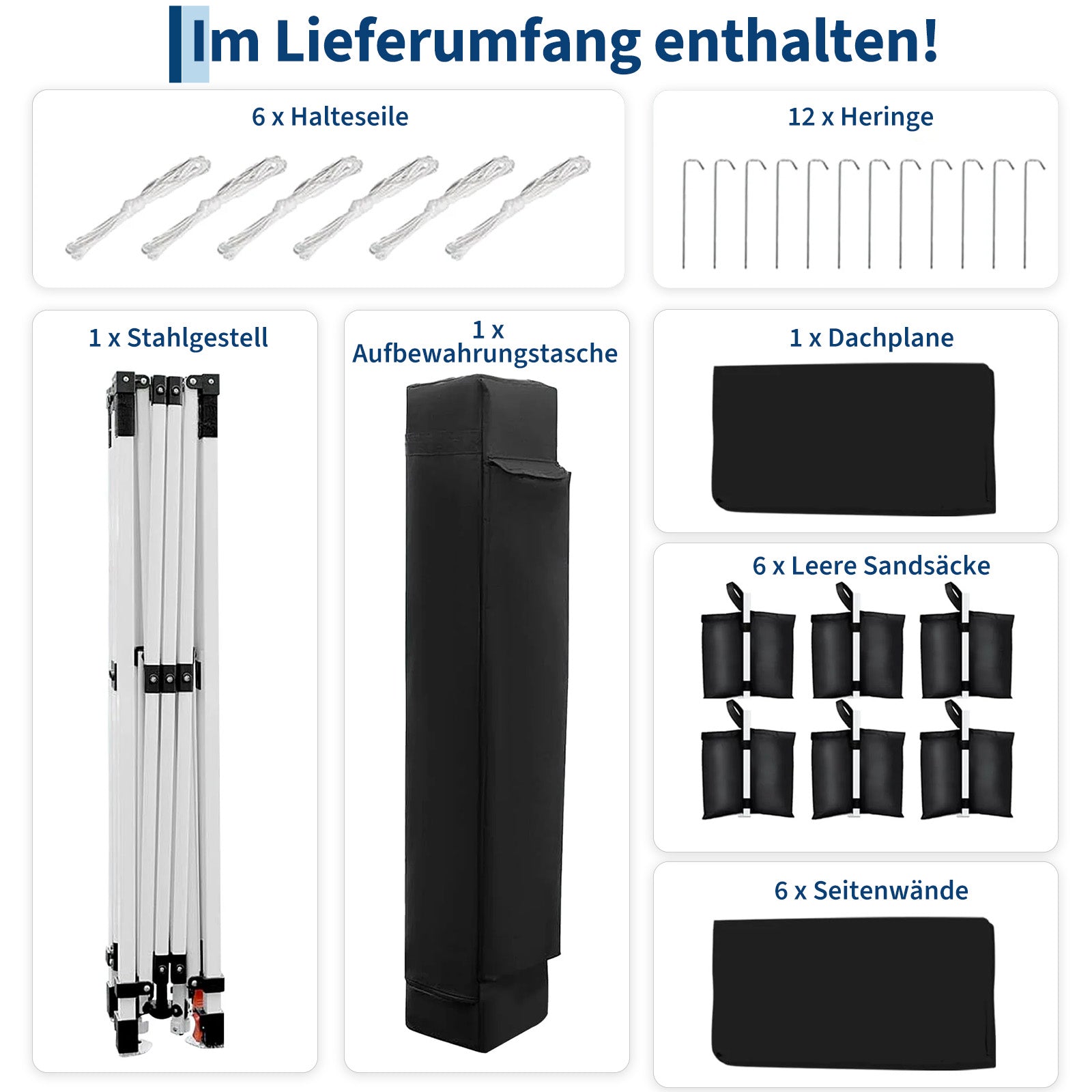 Garvee 3 × 6 m Faltpavillon mit 6 Seitenwänden, wasserdichter Partyzelt-Pavillon, stabiler Gartenpavillon für Terrasse, Garten, Camping & Veranstaltungen, Schwarz