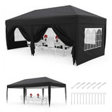Garvee 3 × 6 m Faltpavillon mit 6 Seitenwänden, wasserdichter Partyzelt-Pavillon, stabiler Gartenpavillon für Terrasse, Garten, Camping & Veranstaltungen, Schwarz - Schwarz
