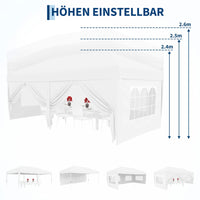 Garvee 3 × 6 m Faltpavillon mit 6 Seitenwänden, wasserdichter Partyzelt-Pavillon, stabiler Gartenpavillon für Terrasse, Garten, Camping & Veranstaltungen, Weiß