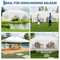 Garvee 3 × 6 m Faltpavillon mit 6 Seitenwänden, wasserdichter Partyzelt-Pavillon, stabiler Gartenpavillon für Terrasse, Garten, Camping & Veranstaltungen, Weiß