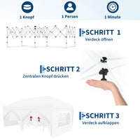 Garvee 3 × 6 m Faltpavillon mit 6 Seitenwänden, wasserdichter Partyzelt-Pavillon, stabiler Gartenpavillon für Terrasse, Garten, Camping & Veranstaltungen, Weiß