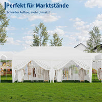 Garvee 3 × 6 m Faltpavillon mit 6 Seitenwänden, wasserdichter Partyzelt-Pavillon, stabiler Gartenpavillon für Terrasse, Garten, Camping & Veranstaltungen, Weiß