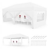 Garvee 3 × 6 m Faltpavillon mit 6 Seitenwänden, wasserdichter Partyzelt-Pavillon, stabiler Gartenpavillon für Terrasse, Garten, Camping & Veranstaltungen, Weiß - Weiß