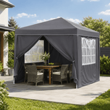 Garvee Pop Up Pavillon 3×3 m, Wasserdicht, Mit 4 Seitenwänden, 600D Oxford, Für Camping & Partys, Grau - Grau