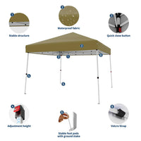 Garvee Pop Up Pavillon 3×3 m, Wasserdicht, UV-Schutz, Höhenverstellbar, Stahlrahmen, Khaki