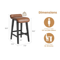 Garvee Barhocker Set 2, 67 cm, Gepolstert, Niedrige Rückenlehne, Holzbeine, Mit Fußstütze, Braun