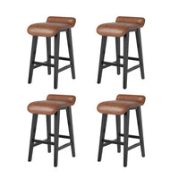 Garvee 26.2" Barhocker Set 4 - Gepolstert, Niedrige Rückenlehne, Fußstütze, Holzbeine, Theke, Esszimmer, Braun