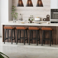 Garvee Barhocker Set 2, 67 cm, Gepolstert, Niedrige Rückenlehne, Holzbeine, Mit Fußstütze, Braun