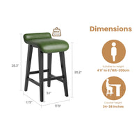 Garvee Barhocker Set 4, 67 cm, Gepolstert, Niedrige Rückenlehne, Holzbeine, Mit Fußstütze, Grün