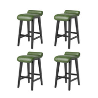 Garvee Barhocker Set 4, 67 cm, Gepolstert, Niedrige Rückenlehne, Holzbeine, Mit Fußstütze, Grün