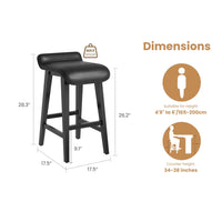 Garvee Barhocker Set 4, 67 cm, Gepolstert, Niedrige Rückenlehne, Holzbeine, Mit Fußstütze, Schwarz