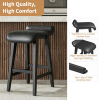 Garvee Barhocker Set 4, 67 cm, Gepolstert, Niedrige Rückenlehne, Holzbeine, Mit Fußstütze, Schwarz