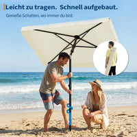 GARVEE Rechteckiger Balkonschirm 200 x 125 cm, UV50+ Sonnenschutz, Knickbar und Höhenverstellbar, Inklusive Schutzhülle, Ideal für Balkon, Terrasse und Garten, Beige
