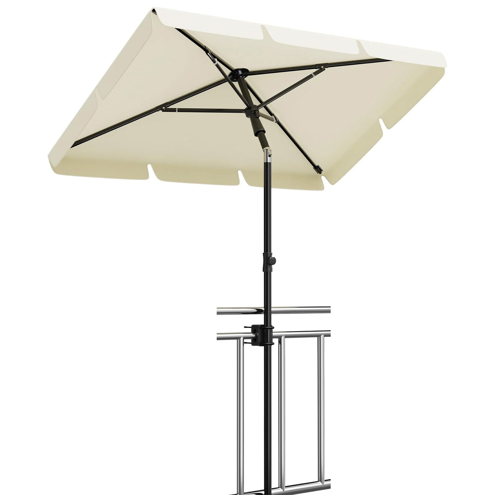 GARVEE Rechteckiger Balkonschirm 200 x 125 cm, UV50+ Sonnenschutz, Knickbar und Höhenverstellbar, Inklusive Schutzhülle, Ideal für Balkon, Terrasse und Garten, Beige