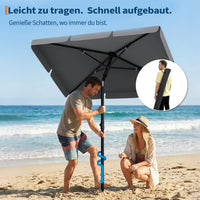 GARVEE Rechteckiger Balkonschirm 200 x 125 cm, UV50+ Sonnenschutz, Knickbar und Höhenverstellbar, Inklusive Schutzhülle, Ideal für Balkon, Terrasse und Garten, Grau