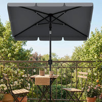 GARVEE Rechteckiger Balkonschirm 200 x 125 cm, UV50+ Sonnenschutz, Knickbar und Höhenverstellbar, Inklusive Schutzhülle, Ideal für Balkon, Terrasse und Garten, Grau