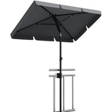 GARVEE Rechteckiger Balkonschirm 200 x 125 cm, UV50+ Sonnenschutz, Knickbar und Höhenverstellbar, Inklusive Schutzhülle, Ideal für Balkon, Terrasse und Garten, Grau - Grau