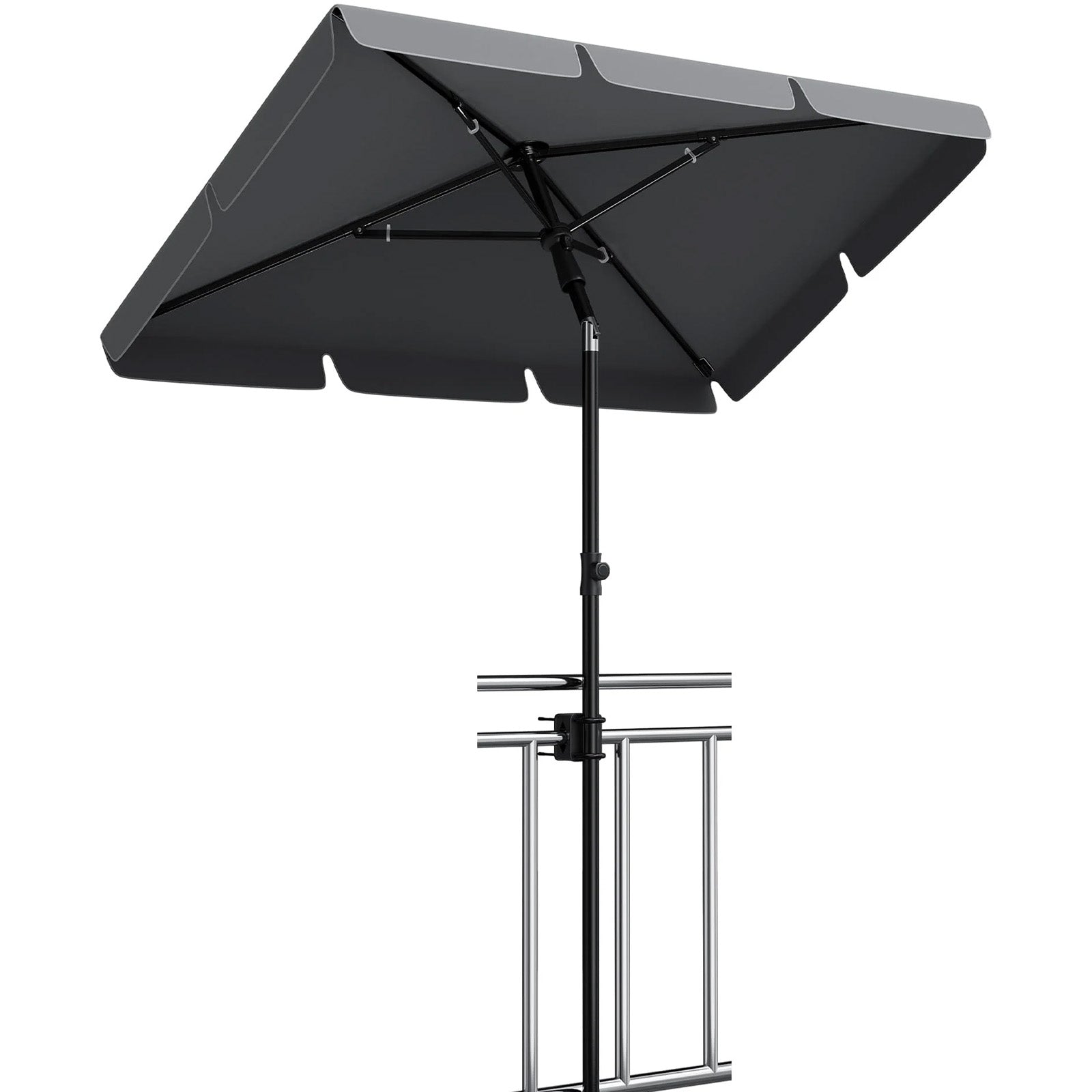 GARVEE Rechteckiger Balkonschirm 200 x 125 cm, UV50+ Sonnenschutz, Knickbar und Höhenverstellbar, Inklusive Schutzhülle, Ideal für Balkon, Terrasse und Garten, Grau