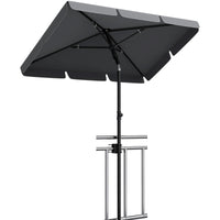 GARVEE Rechteckiger Balkonschirm 200 x 125 cm, UV50+ Sonnenschutz, Knickbar und Höhenverstellbar, Inklusive Schutzhülle, Ideal für Balkon, Terrasse und Garten, Grau