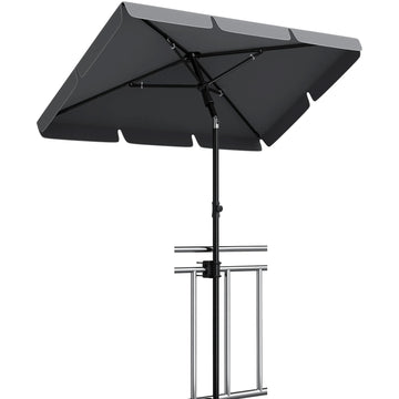 GARVEE Rechteckiger Balkonschirm 200 x 125 cm, UV50+ Sonnenschutz, Knickbar und Höhenverstellbar, Inklusive Schutzhülle, Ideal für Balkon, Terrasse und Garten, Grau