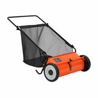 Garvee Hand-Rasenkehrer 53 cm mit ca. 99 L Fangkorb, 4 Bürsten und verstellbarer Kehrhöhe für Herbstlaub, Gras & Rasenschnitt