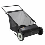 Garvee Hand-Rasenkehrer 53 cm mit ca. 99 L Fangkorb, 4 Bürsten, verstellbarer Kehrhöhe und 25,4 cm Gummirädern für Herbstlaub, Gras & Rasenschnitt - Schwarz
