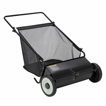 Garvee Hand-Rasenkehrer 53 cm mit ca. 99 L Fangkorb, 4 Bürsten, verstellbarer Kehrhöhe und 25,4 cm Gummirädern für Herbstlaub, Gras & Rasenschnitt
