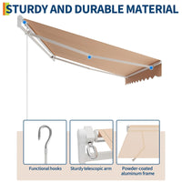 Garvee Markise 4 x 2.5 m, Aluminiumrahmen, Wasserdicht, UV-Schutz, Für Terrasse & Balkon, Beige