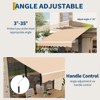 Garvee Markise 4 x 2.5 m, Aluminiumrahmen, Wasserdicht, UV-Schutz, Für Terrasse & Balkon, Beige