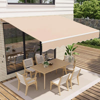 Garvee Markise 4 x 2.5 m, Aluminiumrahmen, Wasserdicht, UV-Schutz, Für Terrasse & Balkon, Beige