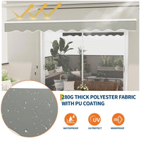 Garvee Markise 4 x 2.5 m, Aluminiumrahmen, Wasserdicht, UV-Schutz, Für Terrasse & Balkon, Grau